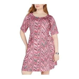NY Collection Plus Dress Pink Knee Length Elbow Sleeve Stretch 1X P